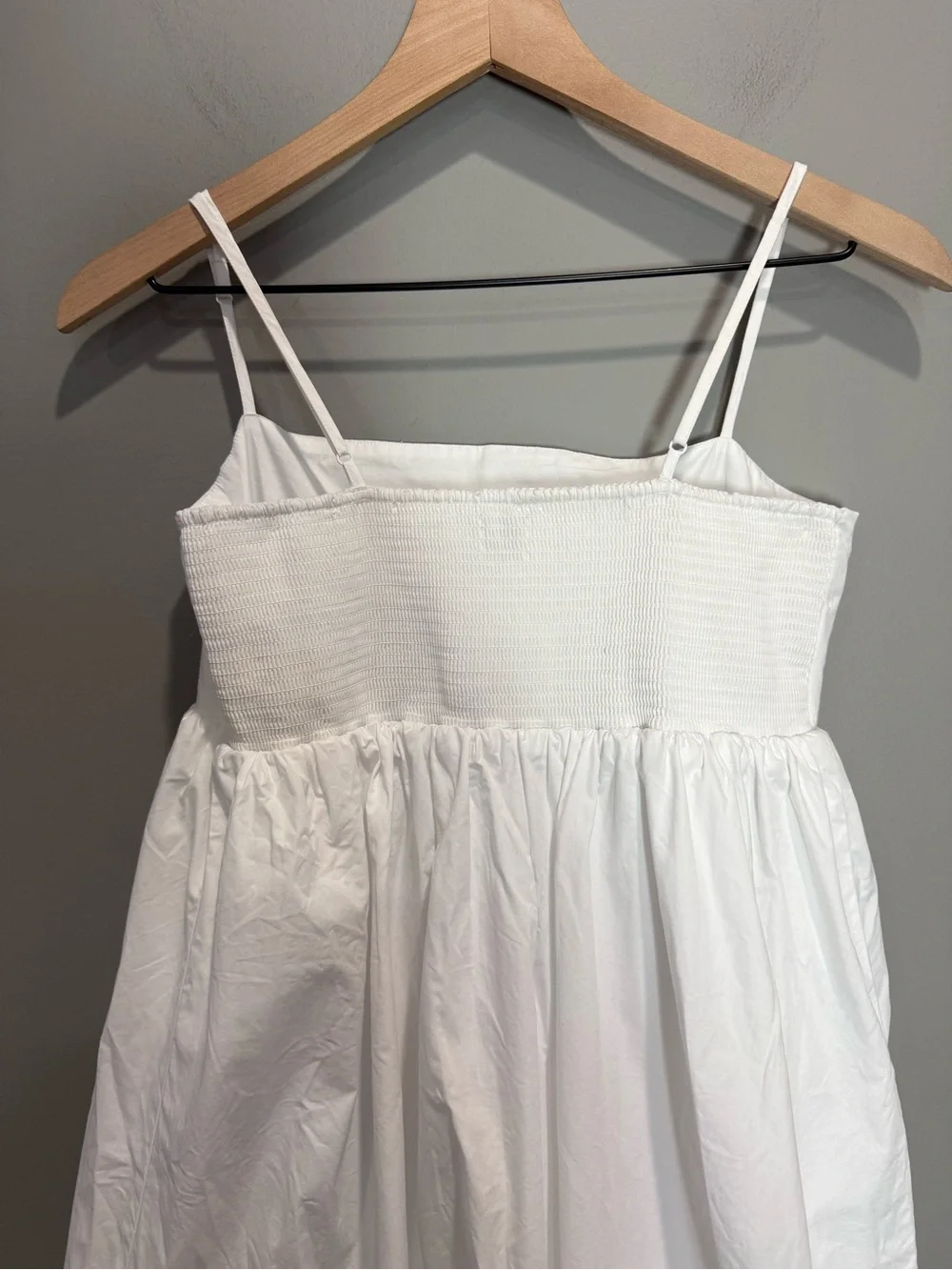 Aritzia Sunday Best Elio Poplin Dress M White Bubble Hem Cotton Mini Sorority